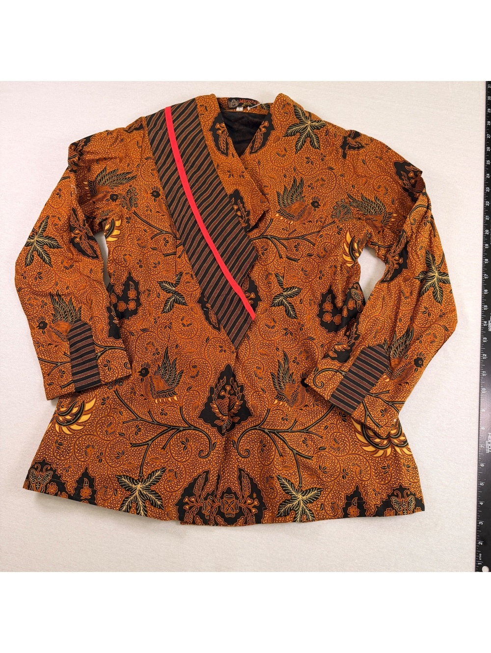Mirota Batik Prêt-à-Porter Orange Print Blouse Women L